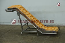 18" wide x 8' long, Marvu #260, inclined cleated conveyor, 1-1/2" high cleats set on 11-1/2 centers, 49"