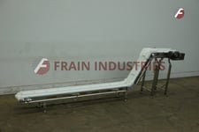 10" wide x 16.2' long, Dorner #SEC3A, inclined cleated conveyor, 1-1/2" high cleats set on 11-1/2" centers