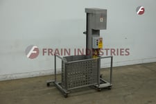 AMFEC #2-3K, column cart dumper, 1000 lb. capacity, 29-1/2" x23" cart holder, 3 HP lift, 60" discharge height