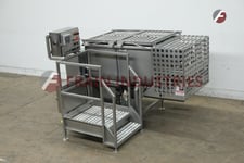 AMFEC #510, 304 Stainless Steel dual trough paddle mixer, control panel has push button start/stop