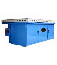 Denray #9600-B, down draft table, 48" x 96" x 36" H table, 5 HP, magnetic starter, self-sleaning, push button