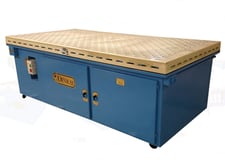 Denray #" 9600, down draft table, 48" x 96 x 36" H table, tube filtration system, 4 swivel casters, 2 that