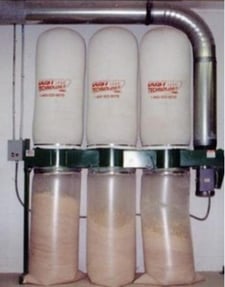 4450 cfm Dust Technology #DT-100, dust collector, 3-bag free-standing, 10 HP, 12" Inlet, 3 cotton needle felt