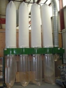 6000 cfm Dust Technology #DT-150, modular dust collector, 15 HP, 4 upper cloth filter bags, 133 sq.ft. filter