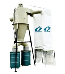 6400 cfm Extrema #DC-2100.3-TYPHOON, cyclone dust collector, 2 fabric filter bags, 16" static pressure