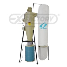 2975 cfm Extrema #DC-250.3-TYPHOON, cyclone dust collector, 1 fabric filter bag, 5 HP, 14-1/4" steel blower