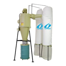 4850 cfm Extrema #DC-275.3-TYPHOON, cyclone dust collector, 2 fabric filter bags, 7.5 HP, 14-3/4" steel