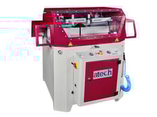 22" Atech #CRATER-06-A-550, pneumatic miter upcut saw, 5.5 HP, two-hand anti-tie-down button actuation, cast
