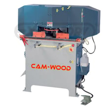 18" x 5-1/8" Cam-Wood #CS-1845, precise setting on 45 degree each, 4' infeed and outfeed roller tables