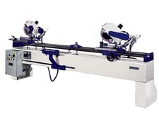 OMGA #TR-2-B, double end miter saw, 2-saw heads, 3 HP - 3000 RPM, 350 mm diameter sawblades with 30 mm bore