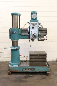 2' -8" Promaster #28, radial drill, power elevation, #4MT, box table, 2 HP, coolant, 1980