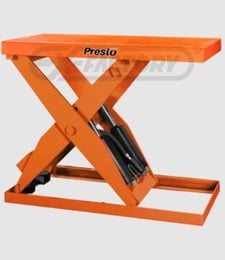 6000 lb. Presto XL60-60, scissor lift, 48" width x 96" platform, 24" width x 86" L base, 10" lowered height