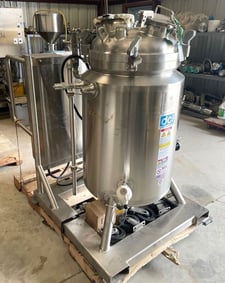 40 gallon DCI, Stainless Steel sanitary reactor, 150/FV psi, 225°F, skid mounted w/ Control panel