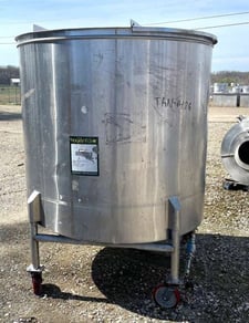 775 gallon Stainless Steel Portable tank, 64" diameter x 56" T/T