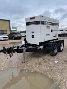 40 KW Multiquip #DCA45SSIU4, trailer mounted, sound attenuated enclosure, 9719 hours, 2012, $28k