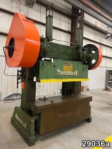 100 Ton, Rousselle #10B80, double crank OBI press, 6" stroke, 19" Shut Height, air cooled, 10 HP, #29036