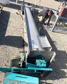 18" diameter x 16.6' long, fmc, paddle/screw conveyor, 17" x 17" inlet, (2) 17" x 17" outlet