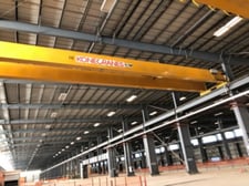 15 Ton, Kone #CXTD, double girder bridge crane, 91' 8" span, 32' 6.75" lift height, remote control, 2007