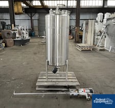 3 HP Walker agitated receiver, 400 liter, 316L Stainless Steel, 4" diameter x 48" straight side, dish top and