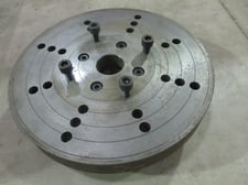 15-3/4" Lathe face plate with Buck D1-6 back plate, 2" thick, 2-5/8" center hole diameter
