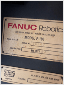 Fanuc, P-100 level 1 robot, w/Fanuc system