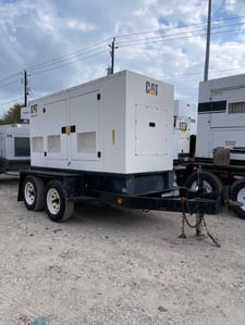 45 KW Caterpillar #XQ45, trailer mounted, sound atternuated enclosure, Tier 2, 10459 hours, 2006, $24.5k