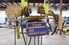 1 Ton, Acco #Wright-Way, electric chain hoist w/motorized trolley, 10' lifting chain, pendant