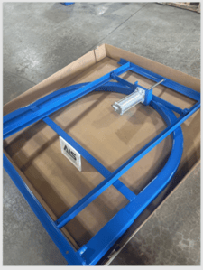 Jervis Webb #20147, enclosed track 24" radius x 180 degree air take-up assembly 48" dia