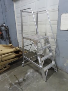 Metallics Ladder Mfg. #700-5, rolling work platform with stairway, 5' ladder, aluminum
