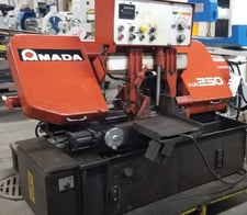 10" x 12" Amada #HA-250, automatic horizontal band saw, 11' 6" x 1-1/4" blade, 89-295 FPM, 1992