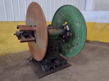 4000 lb. Littell #40-12, double end pull off coil reel uncoiler, 12" width, 60" backer plate, air brakes