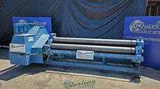 12' x 1/4" Bertsch #8640, initial pinch power roll, 10.5" roll diameter, 8-16 FPM, manual drop end, powered
