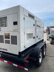 158 KW Multiquip #DCA180SSIU, enclosed, sound attenuated enclosure, trailer mounted, Tier 3