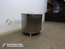 500 gallon 304 Stainless Steel insulated single wall tank, 60" dia x 44" straight wall, lift off cover, slant