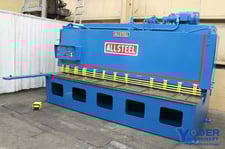 1/4" x 12' Allsteel #1/4-12, hydraulic shear, front operated power back gauge, 19 hold downs, 25 HP, 1997