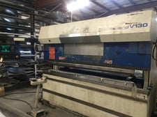 144 Ton, Trumpf #V130, hydraulic press brake, Delem DA 65 CNC, 10' overall, 106" between housing, 8.5" stroke