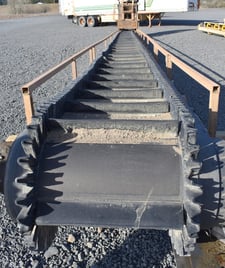 24" wide x 60' long, Cleated incline belt conveyor, flex wall belt, flexible side wall conveyor
