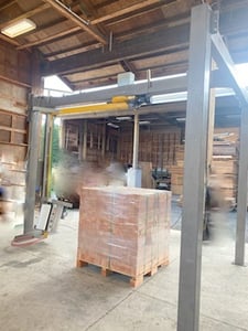 Muller #Cobra-500, 3 post rotary arm stretch wrapper system, Allen Bradley PanelView 300 Micro Control