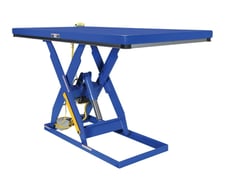 2000 lb. Vestil #EHLT-2464-2-55, Scissor Lift, 2 HP, 24" x 64" platform, 7" lowered H, 55" raised H, 24V AC