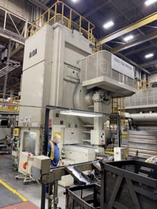 1500 Ton, Aida #PK-1500, knuckle joint press, 9.84" stroke, 44.09" die height, 1.18" slide adj