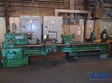 28" x 124" Tos #SN71, gap bed engine lathe, 16" swing over cross slide, inch/metric, 3 point steady rest