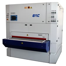 53" 6-5/8" EMC #Giant-1350-3WRF, 3-Hd. Top Abrasive Planer, 128" x 54" belt, 7-1/6" knife diameter, 40 HP