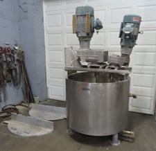 125 gallon Groen #TA-125, Stainless Steel jacketed kettle with sweep scraper, 45 psi