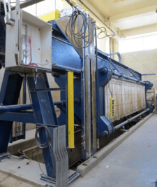 59" U.S. Filter plate & frame filter press, 210 cu.ft., 120 non-gasketed plates, automatic hydraulic