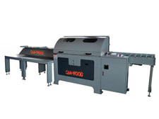 Cam-Wood #SFJ-300AX, End Matcher, 12" width, 10.5" min. L, 297 FPM feed, (2) 5.5 HP spindle, 1.57" spindle