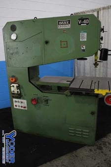 40" x 13" Dake Johnson #V-40, vertical band saw, 189" blade, blade welder, 3 HP, #74178
