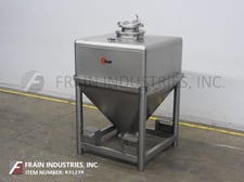 Glatt, 1500 liter 316 Stainless Steel tote/bin, 48" w x 48" l x 60" d vessel1, mounted on heavy duty