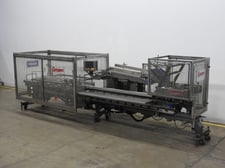 Langen #B1, semi-automatic, horizontal, continuous motion, hot melt glue cartoner, rated from 20-60