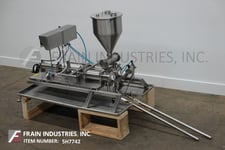 REB, semi-automatic, Stainless Steel, dual head piston filler and depositor, mounted on Stainless Steel drip