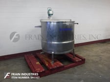 250 gallon Hubbert, 304 Stainless Steel 1/4 low pressure jacketed tank, 45" diameter x 39" straight wall